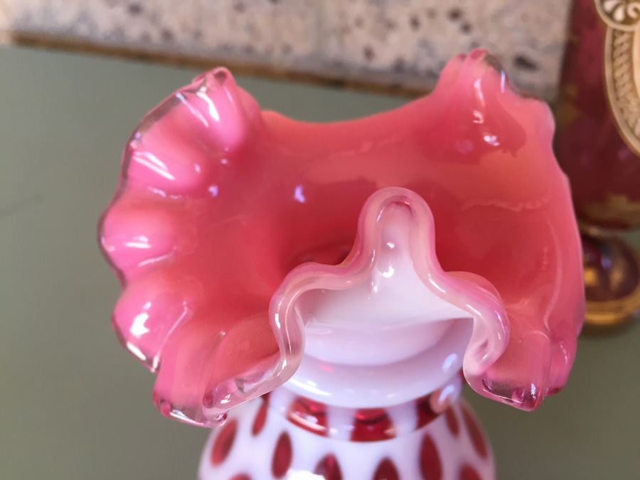 Pink Glass Vase And Bottle Lot - Beautifully Hand Painted [Photo 13]