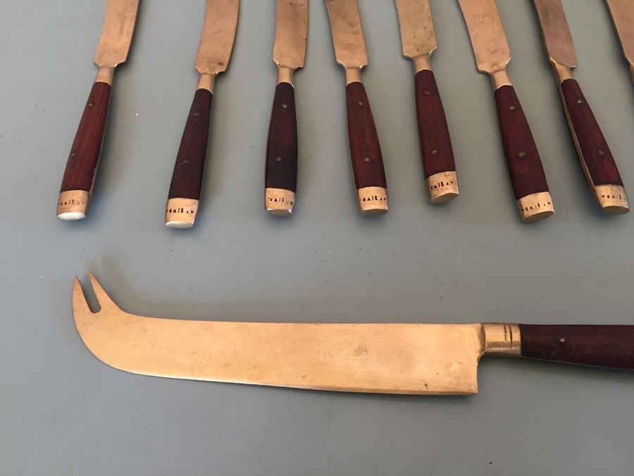 Vintage Brass Wood Teak Thai Thailand Flatware Set [Photo 10]