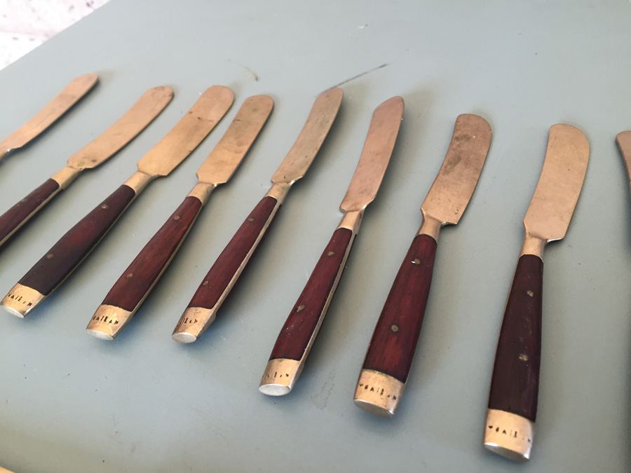 Vintage Brass Wood Teak Thai Thailand Flatware Set [Photo 7]