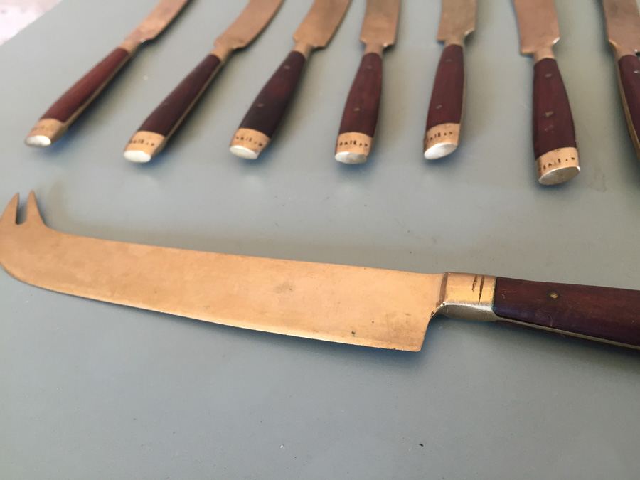 Vintage Brass Wood Teak Thai Thailand Flatware Set [Photo 9]