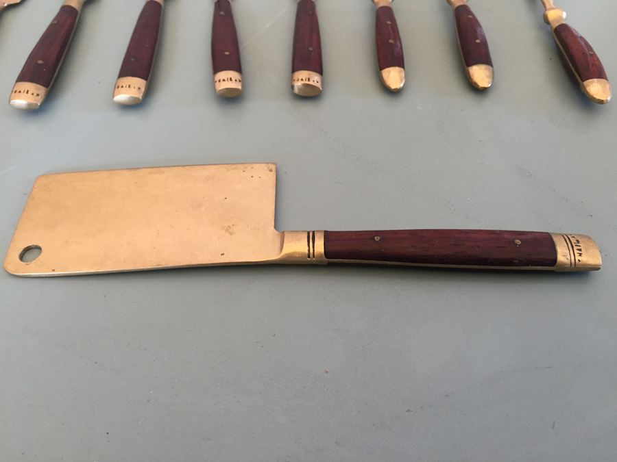 Vintage Brass Wood Teak Thai Thailand Flatware Set [Photo 2]