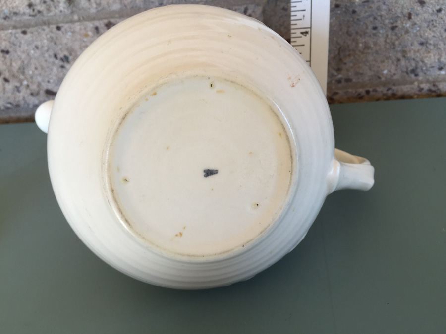 Vintage Wine Jug Vessel Featuring Grapes, Vines, And Leaves With Lid Marked On Bottom [Photo 9]