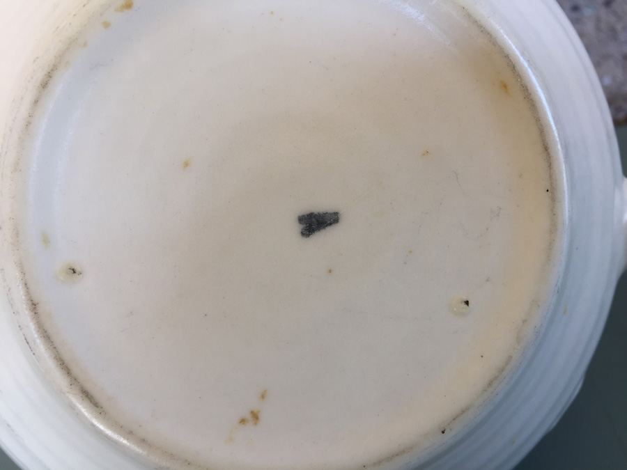 Vintage Wine Jug Vessel Featuring Grapes, Vines, And Leaves With Lid Marked On Bottom [Photo 3]