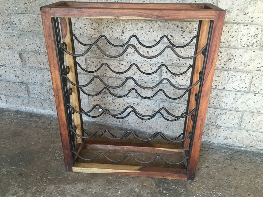 Nice Teak And Metal Wine Rack [Photo 2]