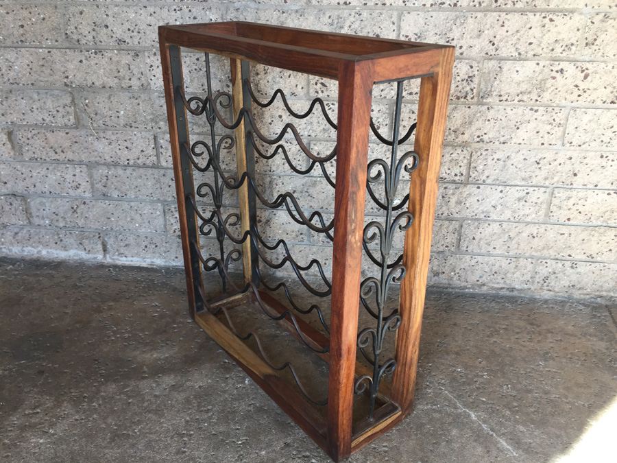 Nice Teak And Metal Wine Rack [Photo 4]