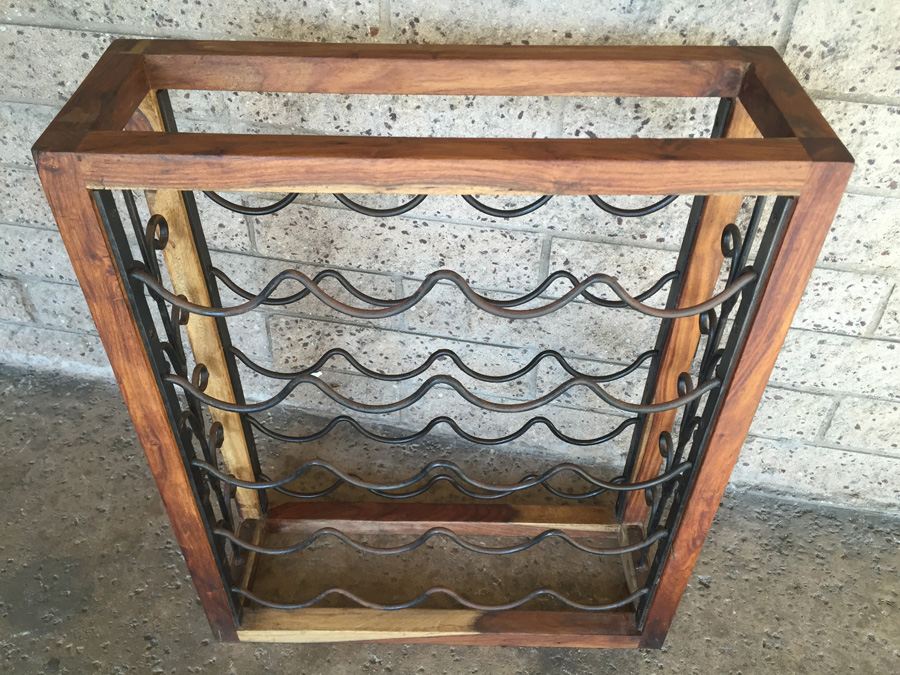 Nice Teak And Metal Wine Rack [Photo 3]