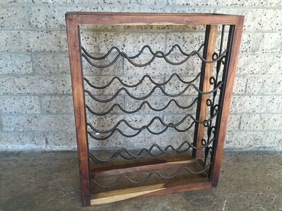 Nice Teak And Metal Wine Rack [Photo 1]