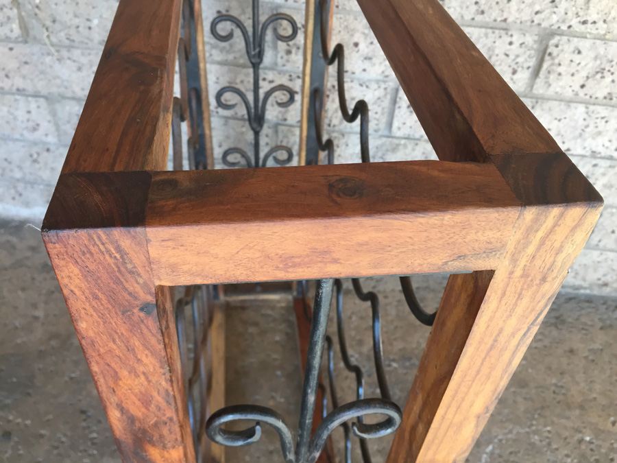 Nice Teak And Metal Wine Rack [Photo 6]
