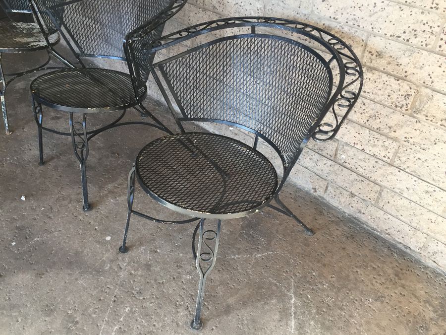 (3) Vintage Black Metal Outdoor Chairs [Photo 6]