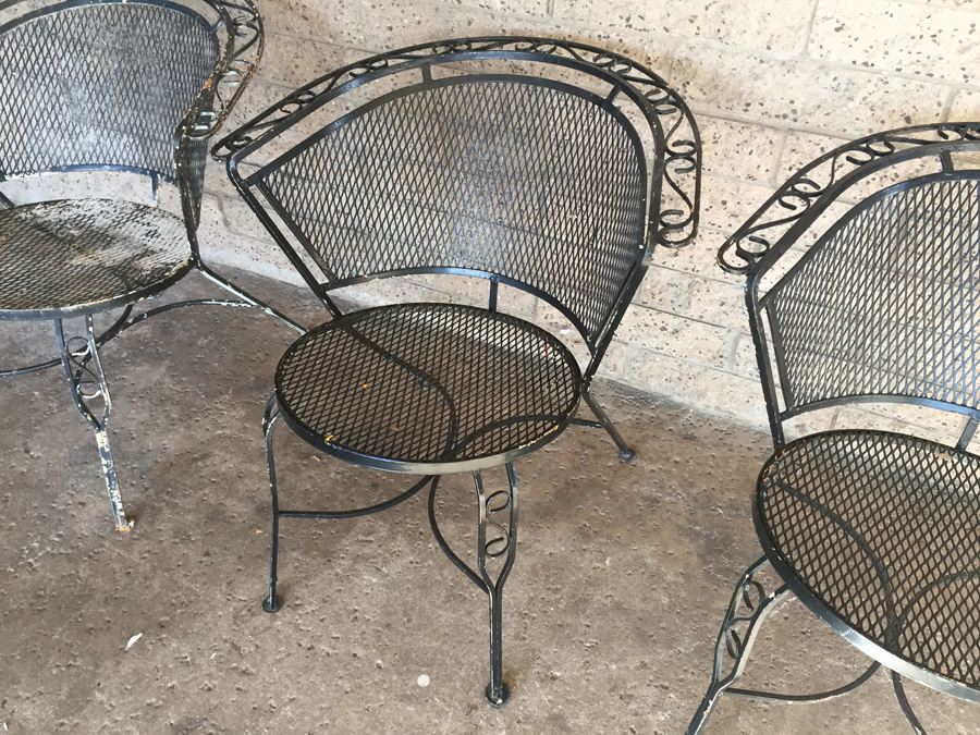 (3) Vintage Black Metal Outdoor Chairs [Photo 5]