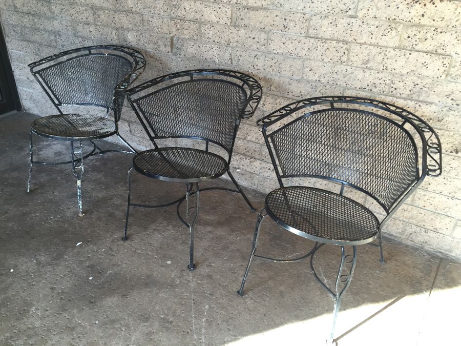 (3) Vintage Black Metal Outdoor Chairs