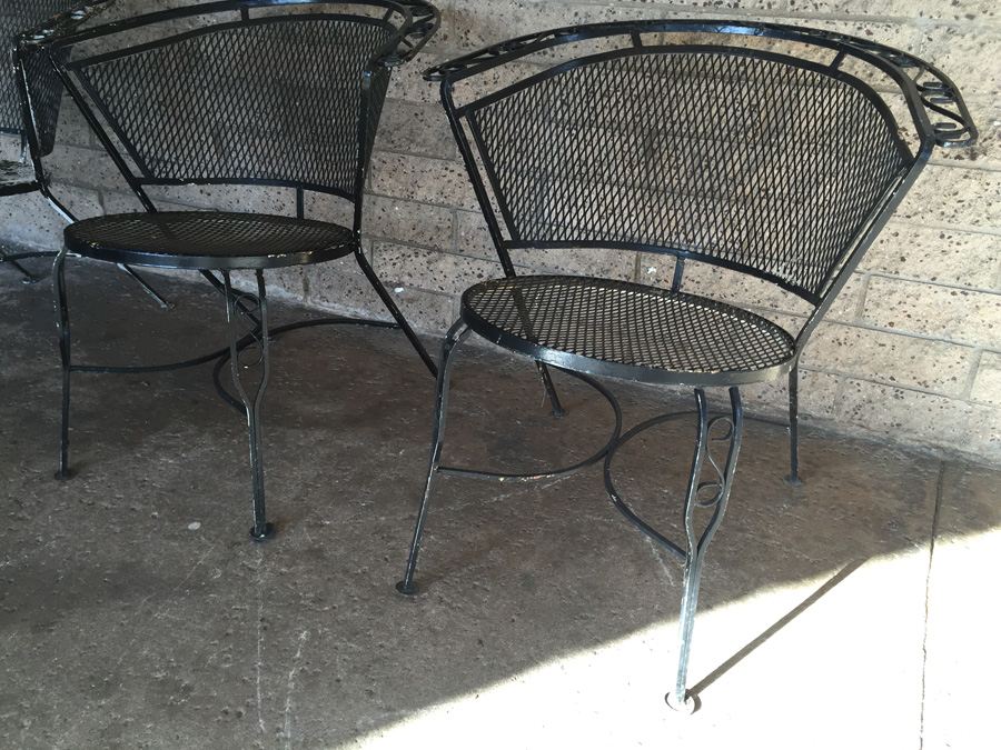 (3) Vintage Black Metal Outdoor Chairs [Photo 2]
