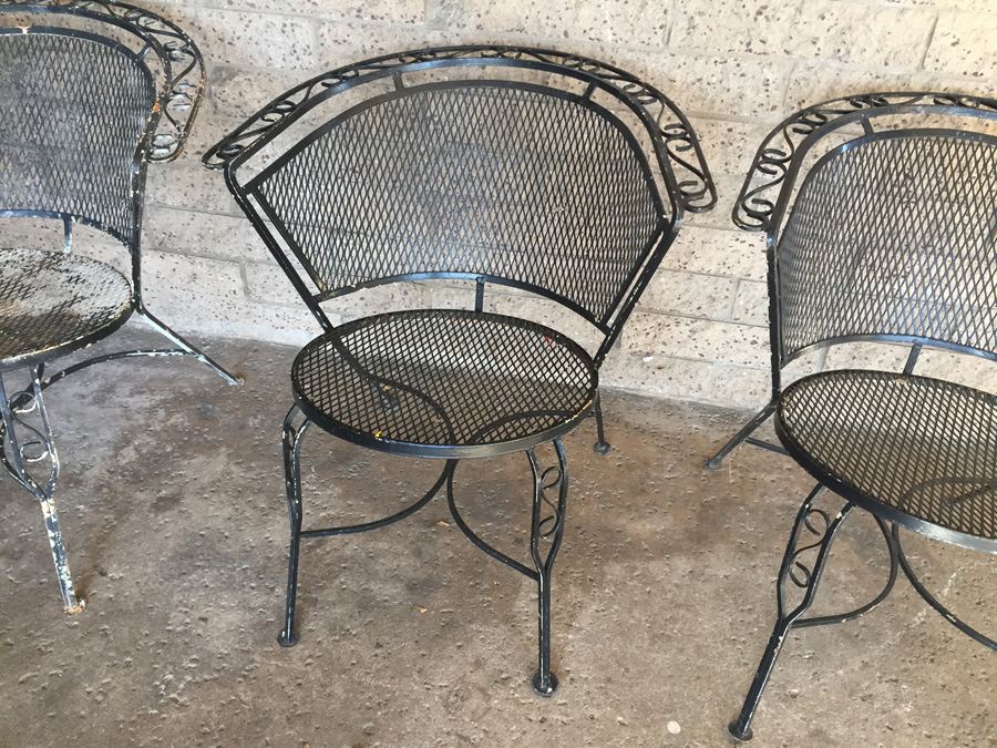 (3) Vintage Black Metal Outdoor Chairs [Photo 7]