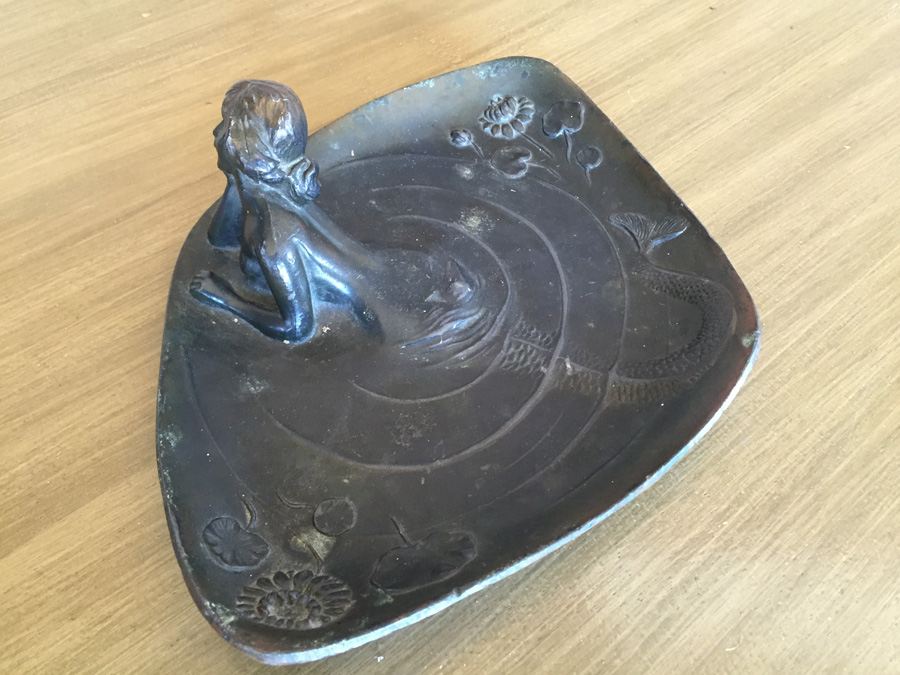 Art Nouveau Style Bronzed Mermaid Calling Card Tray or Dresser Tray - Estimate $300-$350 [Photo 5]