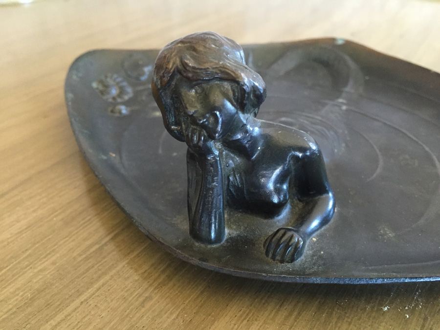 Art Nouveau Style Bronzed Mermaid Calling Card Tray or Dresser Tray - Estimate $300-$350 [Photo 2]