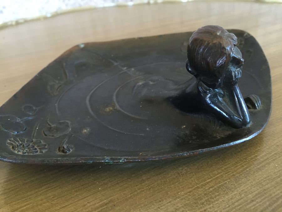 Art Nouveau Style Bronzed Mermaid Calling Card Tray or Dresser Tray - Estimate $300-$350 [Photo 3]