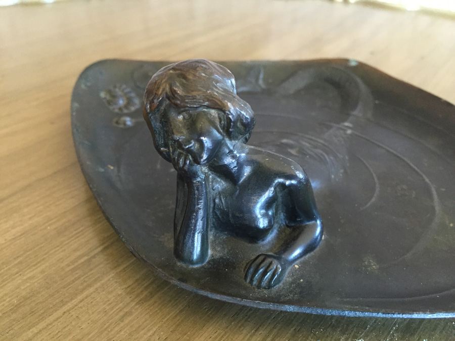 Art Nouveau Style Bronzed Mermaid Calling Card Tray or Dresser Tray - Estimate $300-$350 [Photo 4]