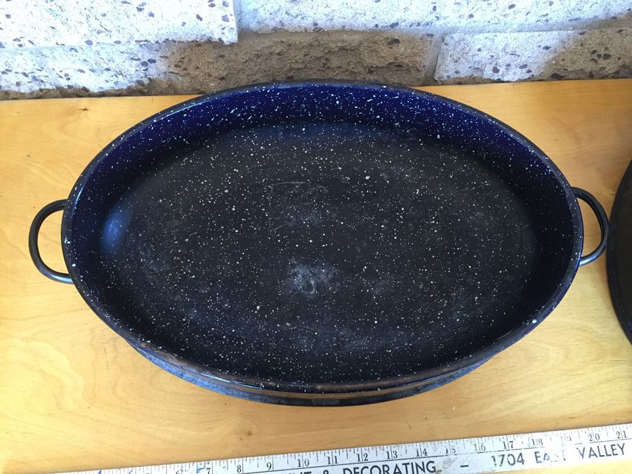Pair Of Vintage SAVORY Roaster Enameled Roasting Pan Roast Double-Walled [Photo 8]