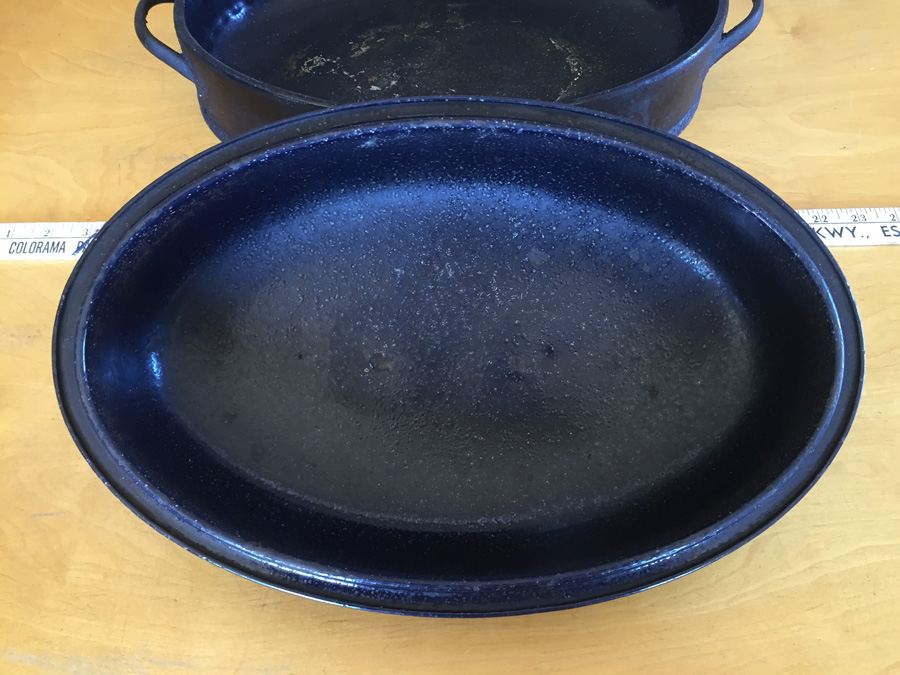 Pair Of Vintage SAVORY Roaster Enameled Roasting Pan Roast Double-Walled [Photo 13]