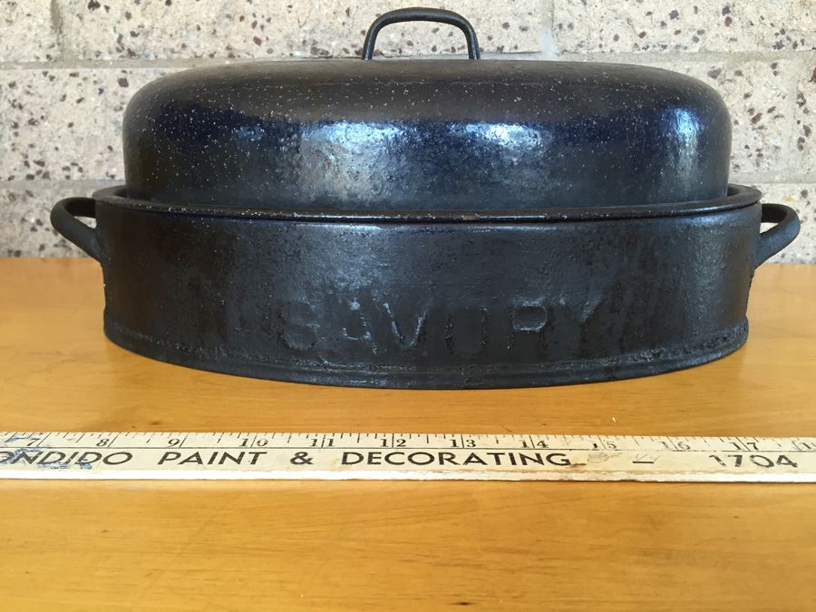 Pair Of Vintage SAVORY Roaster Enameled Roasting Pan Roast Double-Walled [Photo 10]