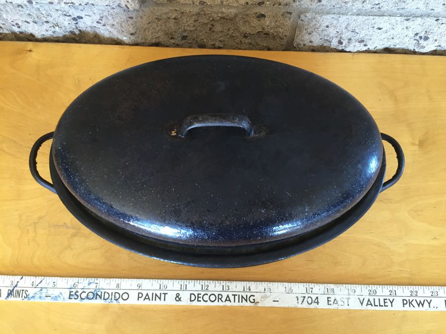 Pair Of Vintage SAVORY Roaster Enameled Roasting Pan Roast Double-Walled [Photo 12]