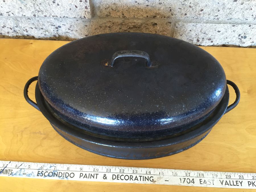 Pair Of Vintage SAVORY Roaster Enameled Roasting Pan Roast Double-Walled [Photo 11]