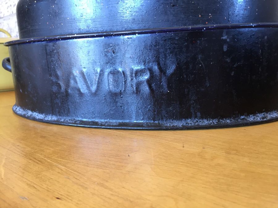 Pair Of Vintage SAVORY Roaster Enameled Roasting Pan Roast Double-Walled [Photo 4]