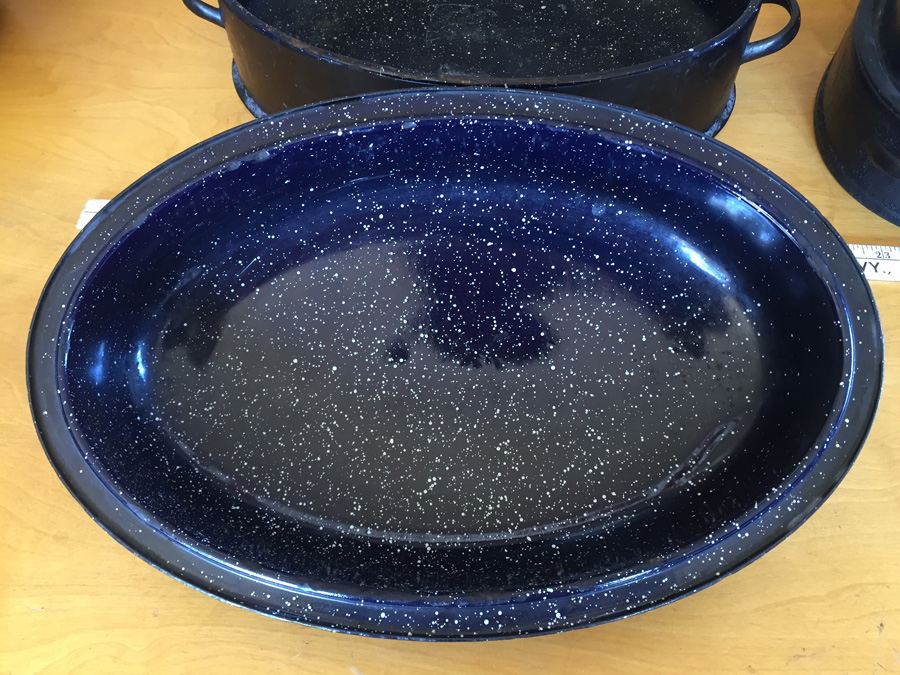 Pair Of Vintage SAVORY Roaster Enameled Roasting Pan Roast Double-Walled [Photo 7]