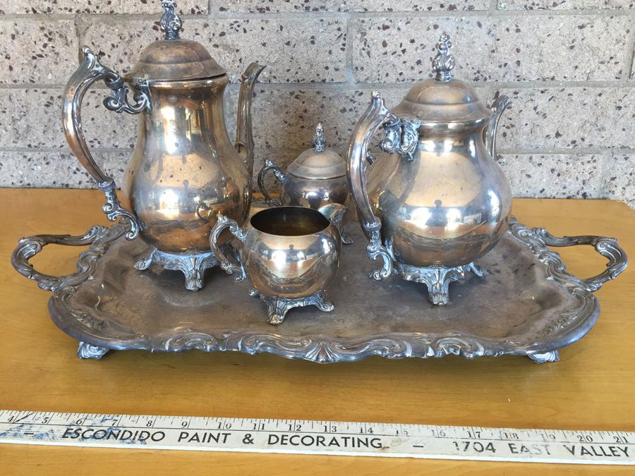 Coffee & Tea Set With Footed Serving Tray (EP) [Photo 1]
