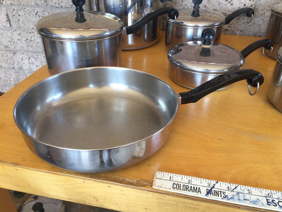 Vintage Farberware Aluminum Clad Stainless Steel Lided Pots & Pans (9 Pieces) [Photo 2]