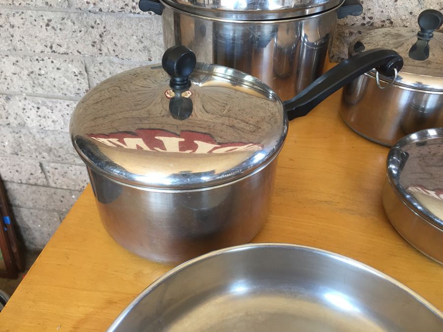 Vintage Farberware Aluminum Clad Stainless Steel Lided Pots & Pans (9 Pieces) [Photo 3]