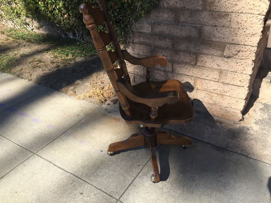 Vintage Ladder Back Desk Chair With Casters [Photo 12]
