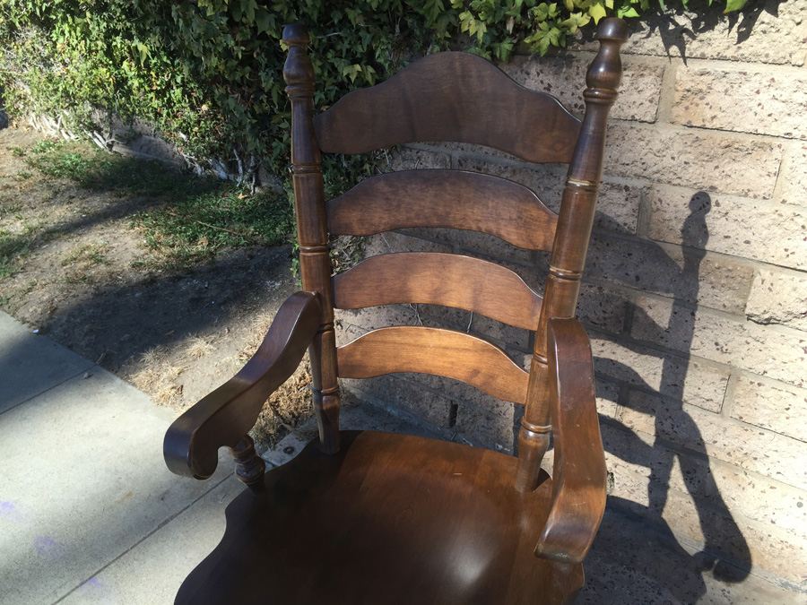 Vintage Ladder Back Desk Chair With Casters [Photo 3]