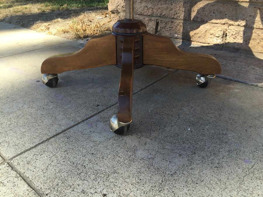 Vintage Ladder Back Desk Chair With Casters [Photo 7]