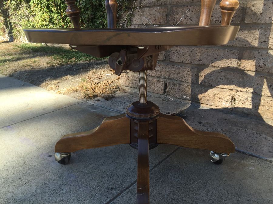 Vintage Ladder Back Desk Chair With Casters [Photo 6]