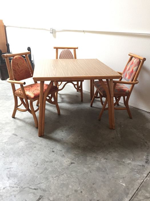 Japanese Rattan Table With Four Chairs [Photo 2]
