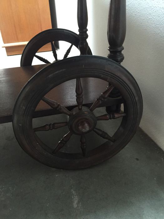 Vintage Drop-Leaf Tea Cart On Wheels [Photo 8]