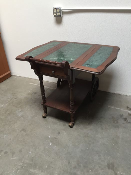 Vintage Drop-Leaf Tea Cart On Wheels [Photo 6]