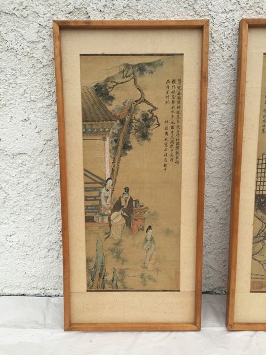 Pair Of Chinese Paintings In Ink On Silk [Photo 3]