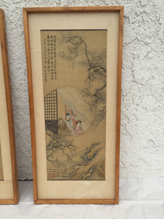 Pair Of Chinese Paintings In Ink On Silk [Photo 2]