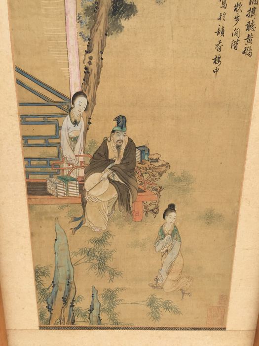 Pair Of Chinese Paintings In Ink On Silk [Photo 4]