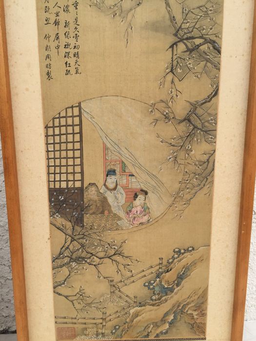 Pair Of Chinese Paintings In Ink On Silk [Photo 5]