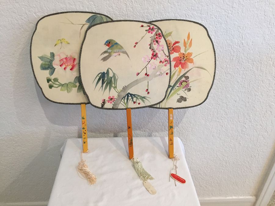 (3) Hand Painted Chinese Fans [Photo 3]