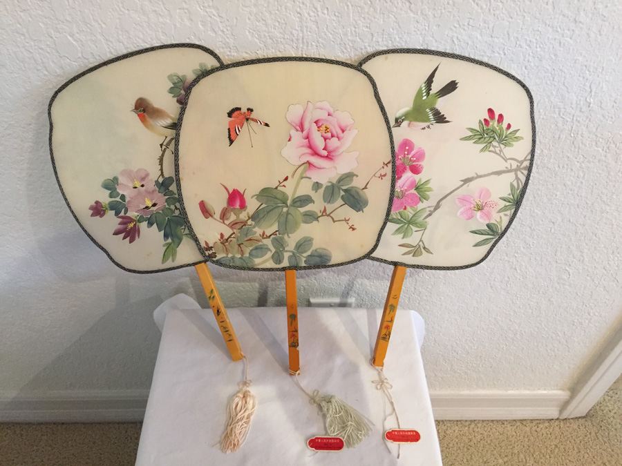 (3) Hand Painted Chinese Fans [Photo 1]
