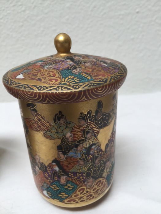 (4) Vintage Asian Cups With Lids Individually Signed [Photo 5]