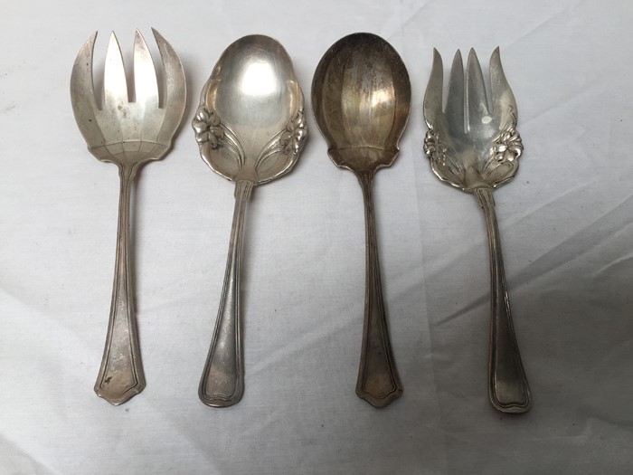 (2) Sterling Silver Salad Serving Sets - Weighs 374 Grams - Melt Value $176 [Photo 1]