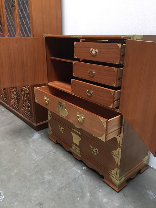 Vintage Asian Campaign-Style Cabinet Chest Of Drawers [Photo 2]