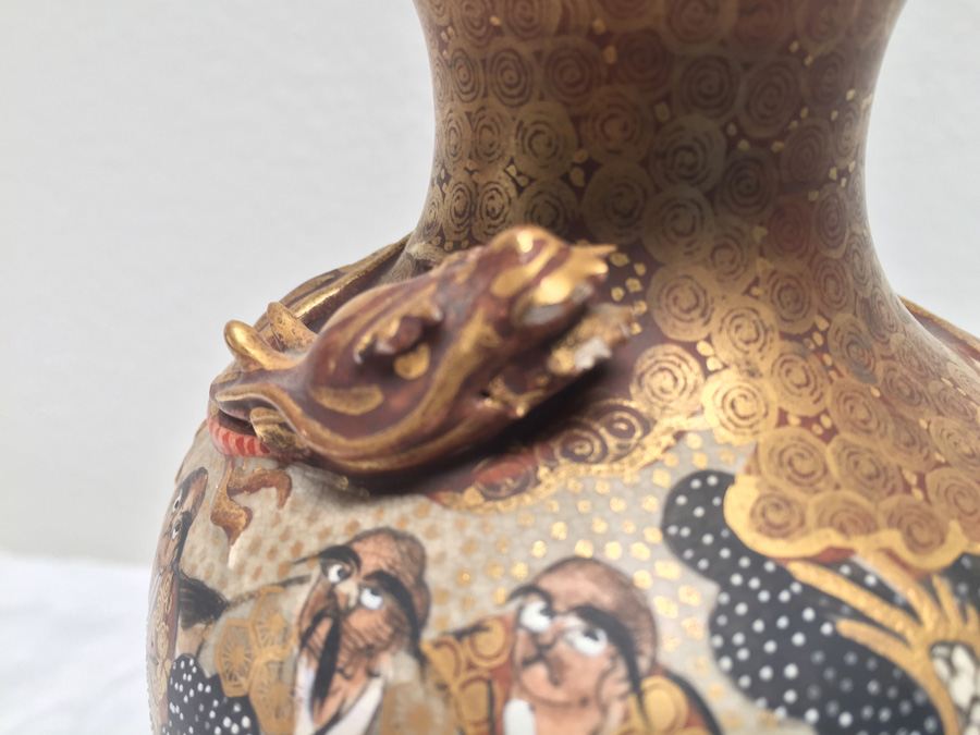 Vintage Japanese Vase With Dragon Serpent Signed [Photo 4]
