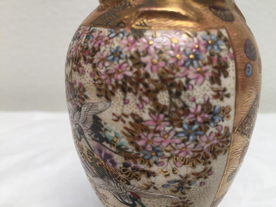 Beautifully Hand Painted Vintage Asian Vase With Dragon Serpent - Note Repaired Damage At Top [Photo 5]