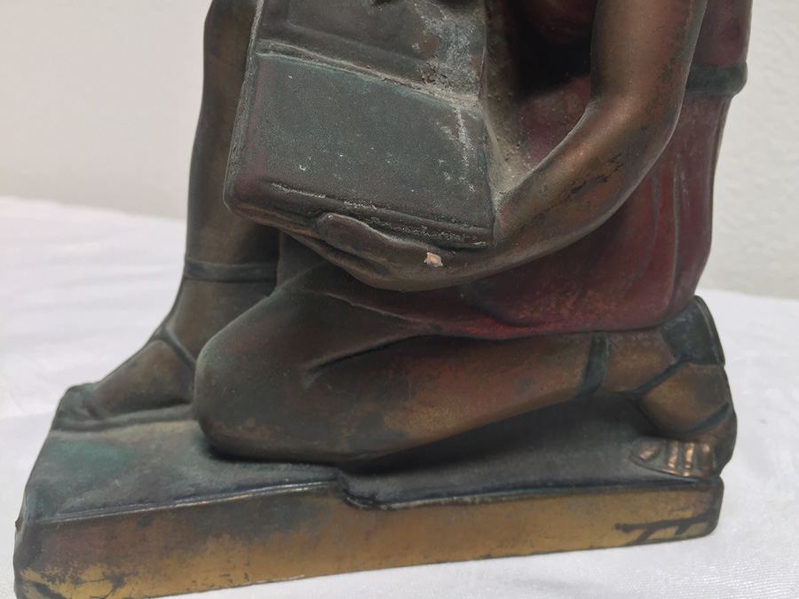 Vintage Metal Statue Of Man Reading [Photo 5]